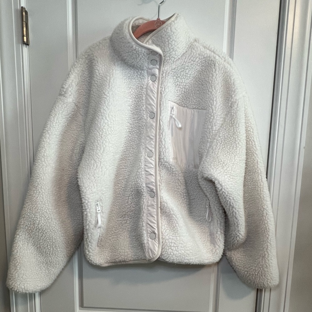 Fabletics Cream Sherpa Zip Jacket
